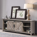 Rustic Oak TV Stand with Sliding Barn Door O906