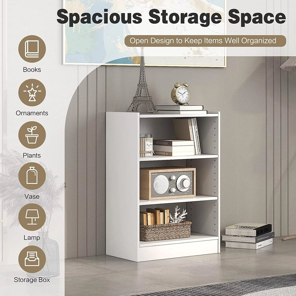 3-Tier Open Bookcase with Adjustable Shelves D847