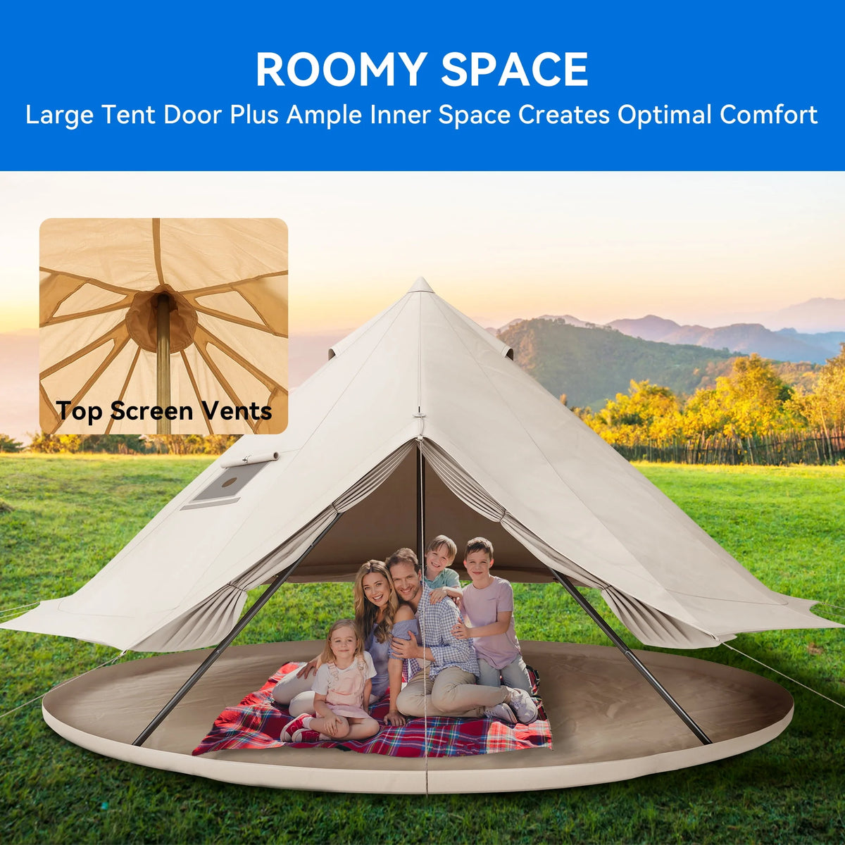 4 Seasons Waterproof Cotton Camping Tent with Stove Jacks E27978