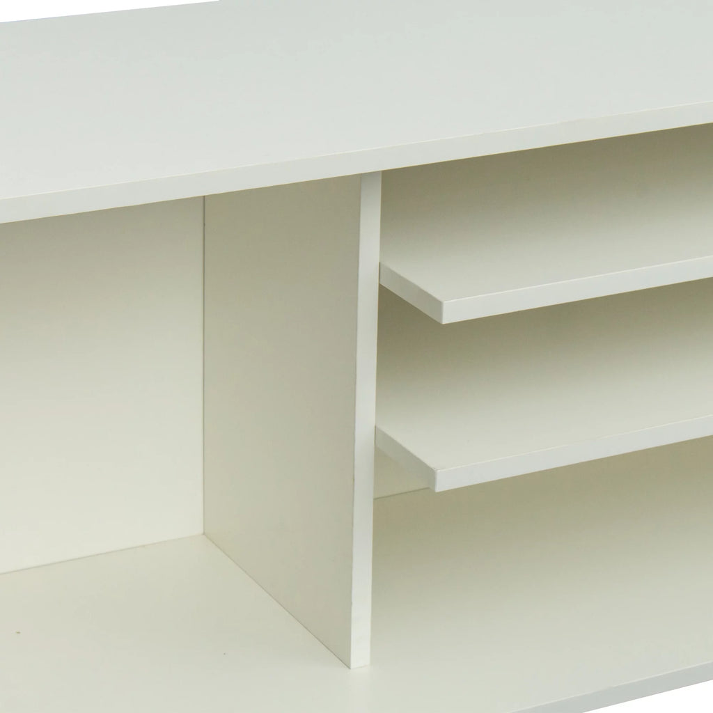 White Particle Board TV Stand with Storage and 2 Shelves F82002