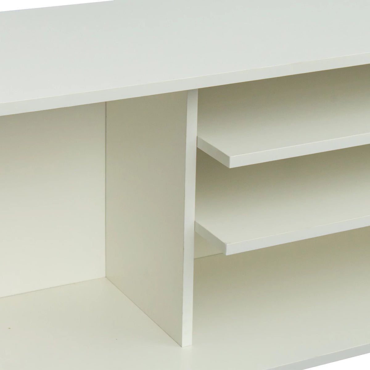 White Particle Board TV Stand with Storage and 2 Shelves F82002