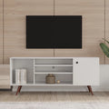 White Particle Board TV Stand with Storage and 2 Shelves F82002