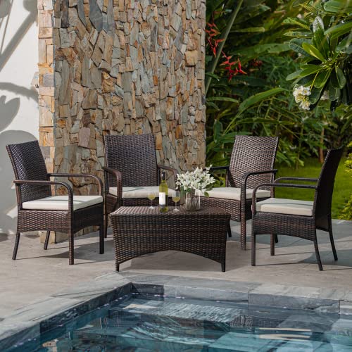Outdoor Dining Chairs Set of 4 Stackable Wicker D7298