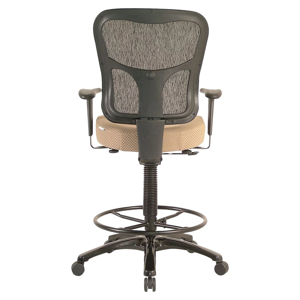 Ergonomic Fabric Mid-Back Drafting Stool Beige K817860