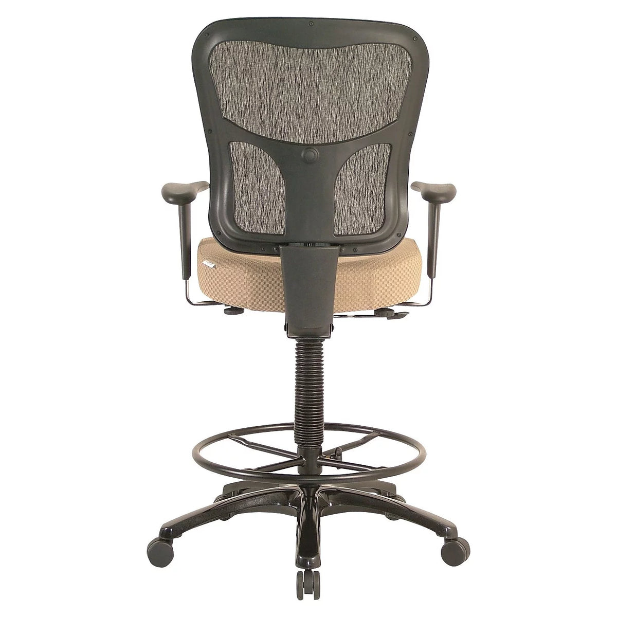 Ergonomic Fabric Mid-Back Drafting Stool Beige K817860