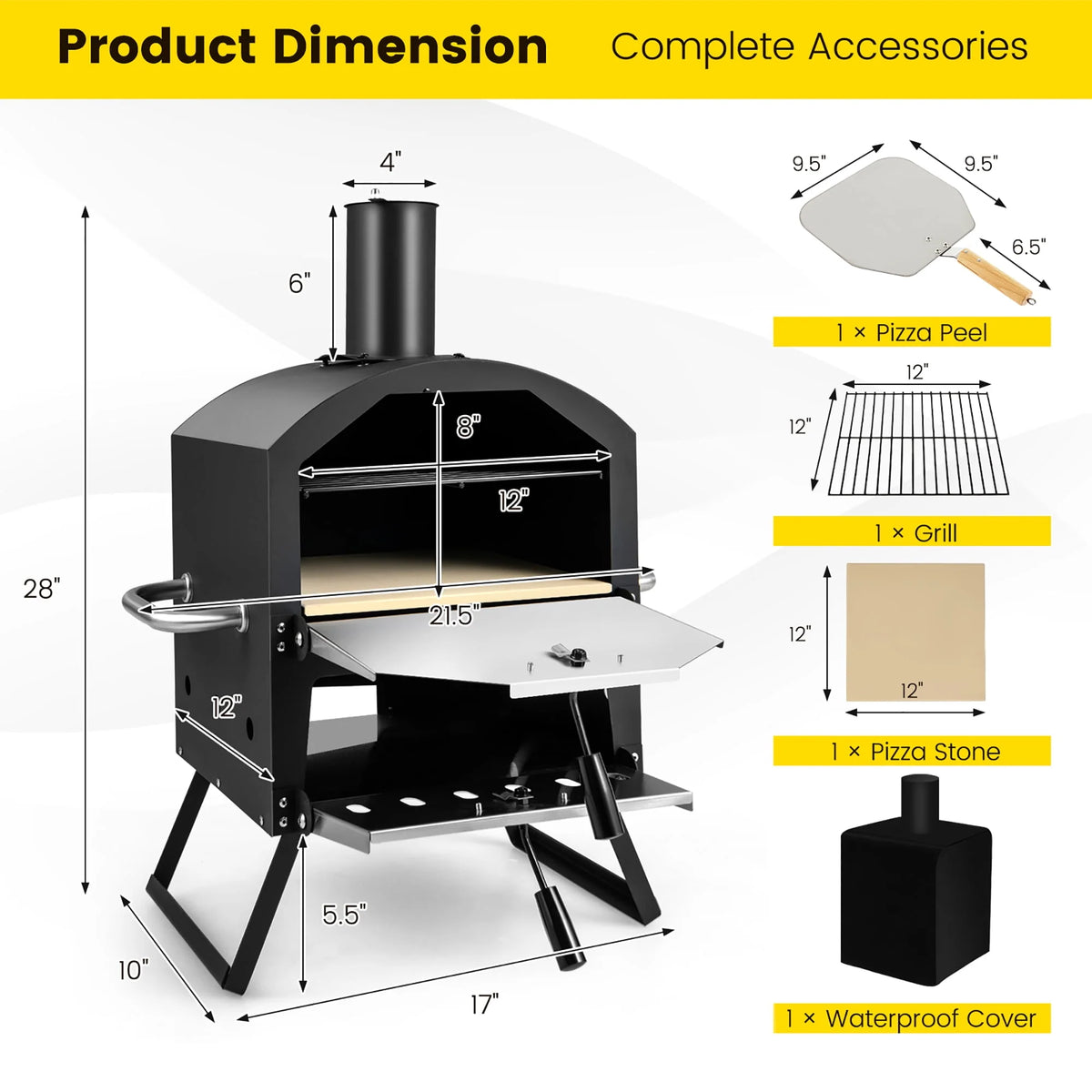 Wood Fired Pizza Oven with Waterproof Cover F534