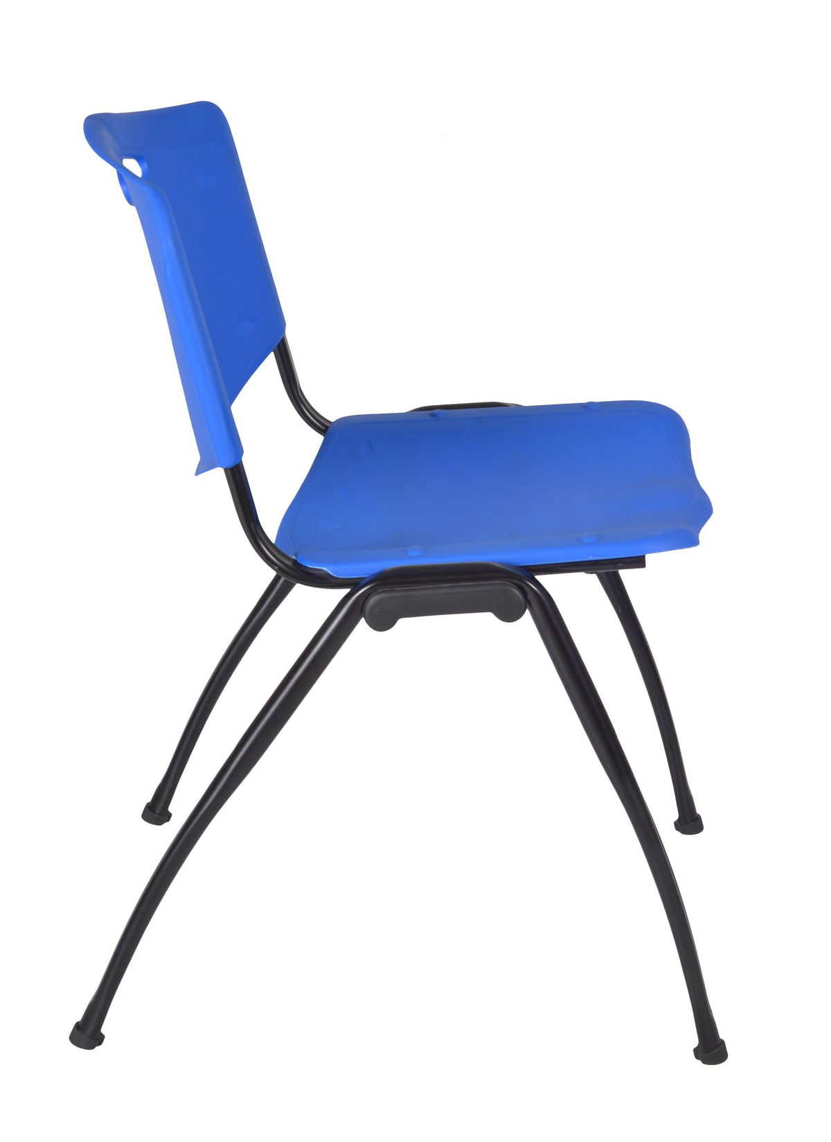 Mocha Walnut Square Breakroom Table with 4 Blue Stack Chairs S676
