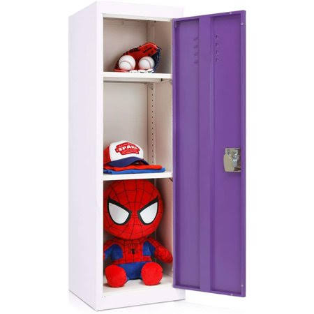48 inch Kids Metal Storage Locker 3 Tier Steel Cabinet (Purple Door) J2563