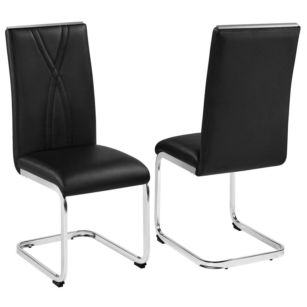 Black Faux Leather Dining Chairs Set of 2 J253766
