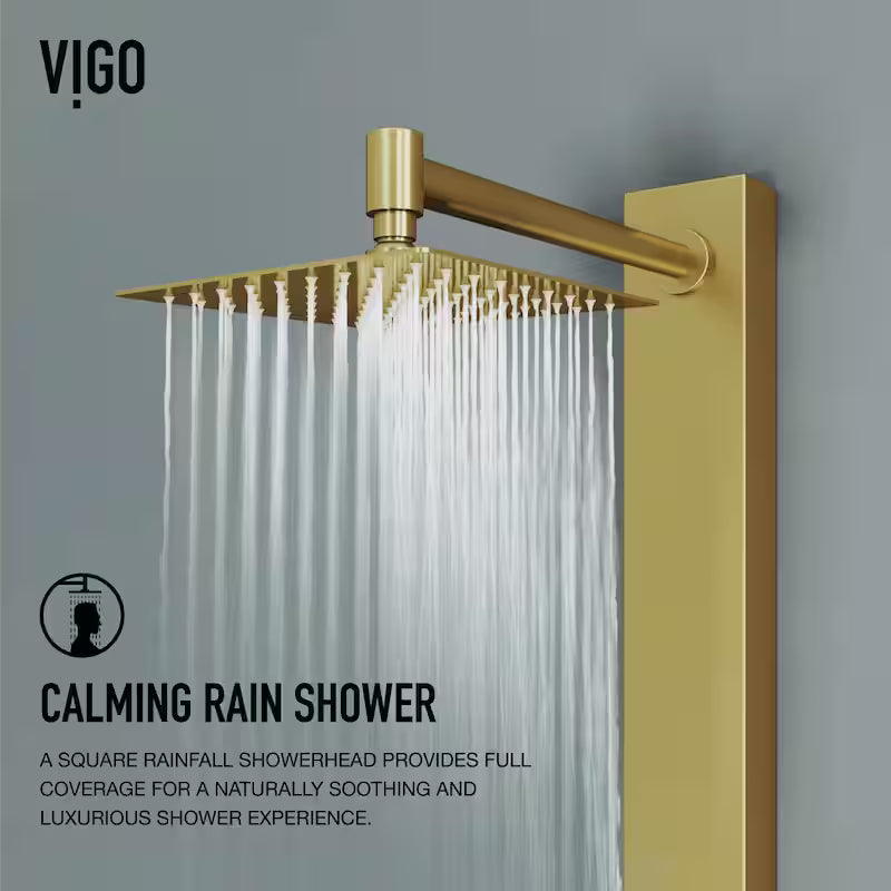 2-Jet Shower Panel System with Hand Shower Wand in Matte Brushed Gold W5417