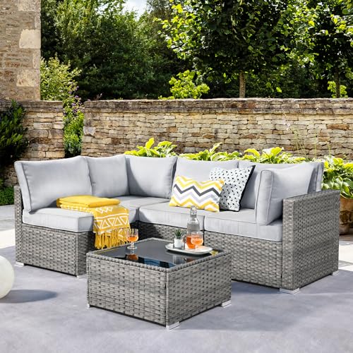11 Piece Outdoor Patio Furniture Set with Fire Pit Table Dark Grey O848424