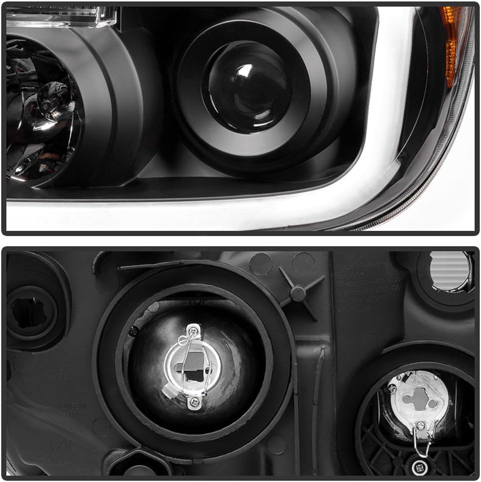 Black LED Tube Projector Headlights Pair M726