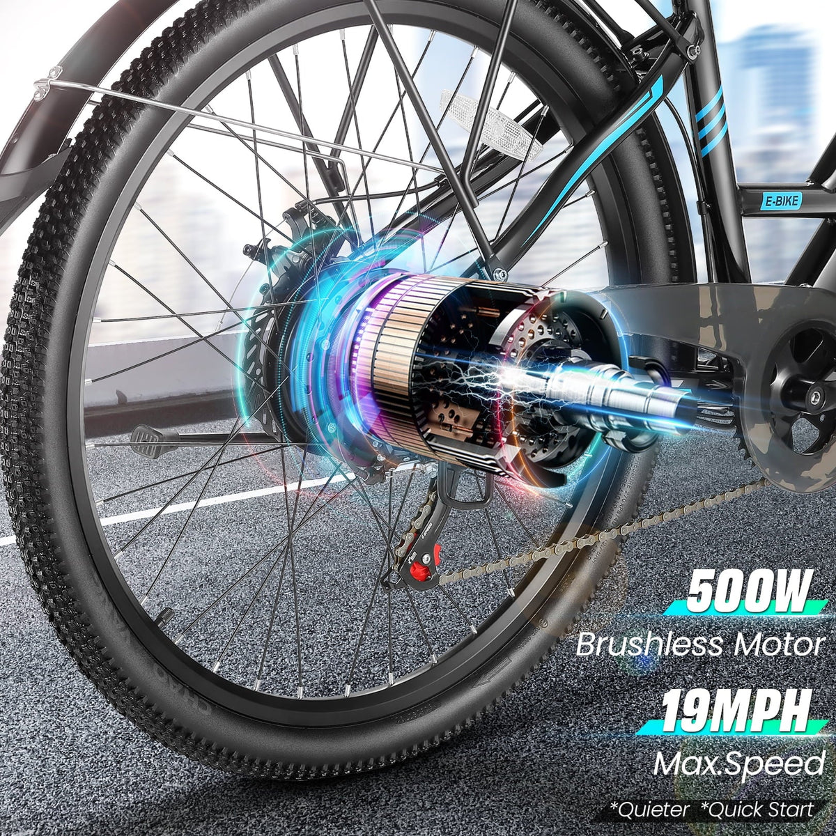 500W 26'' Electric Bike 48V Low Step Frame 7 Speed P8559