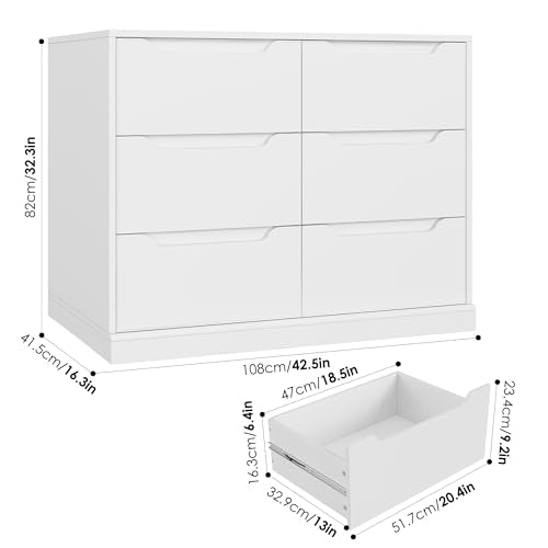 Dark Brown 6 Drawer Wood Dresser B68239