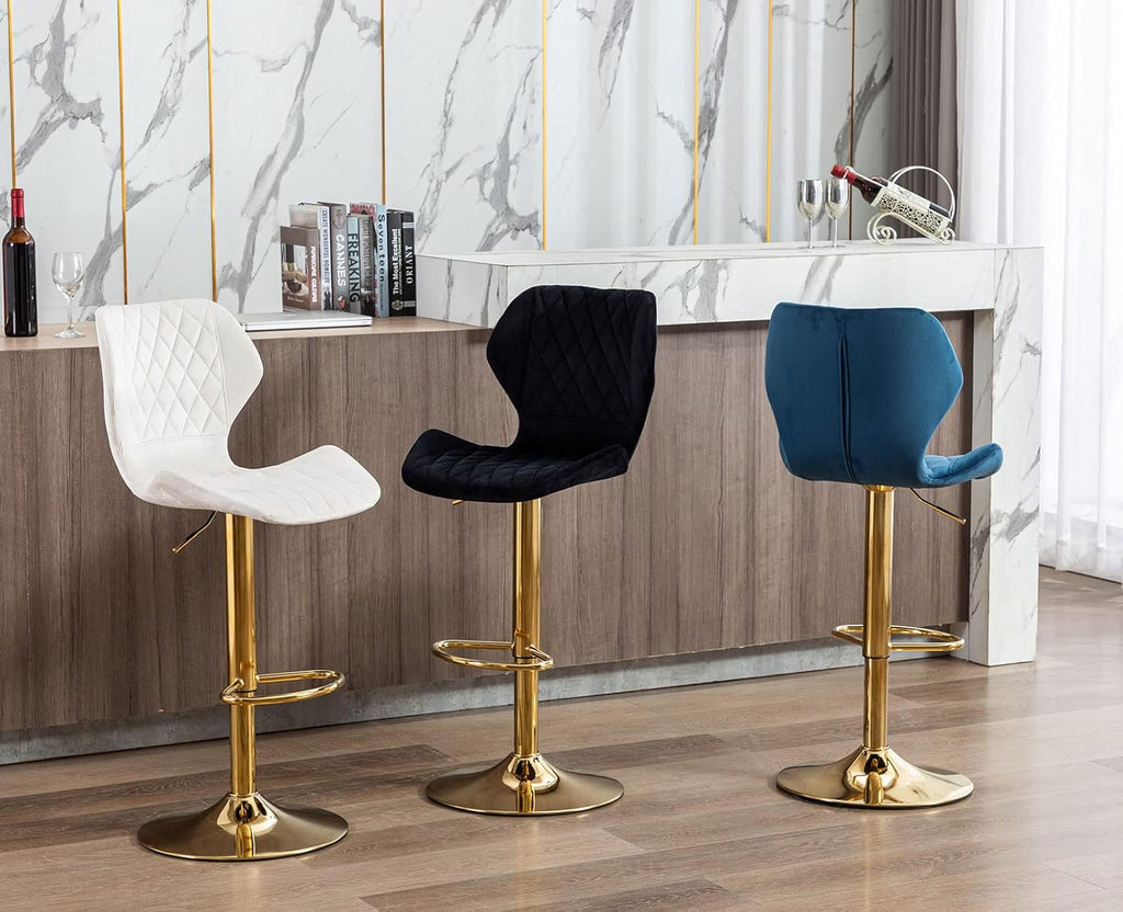 Cream Velvet Swivel Bar Stools Set of 4 X101
