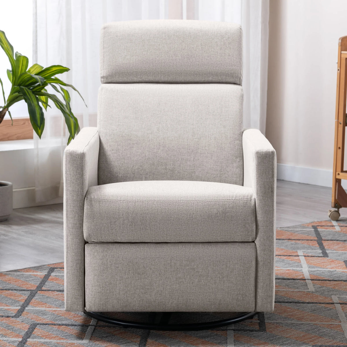 Tan Upholstered Swivel Recliner Chair M93107