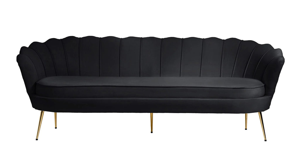 Black Velvet Channel Tufted Sofa C366776