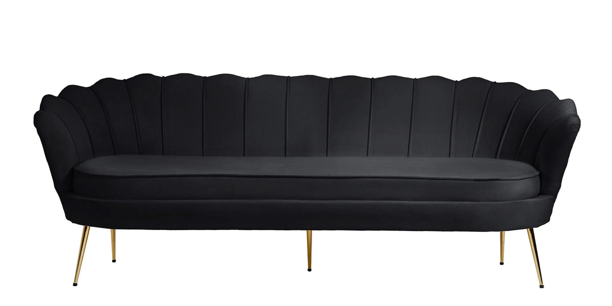 Black Velvet Channel Tufted Sofa C366776