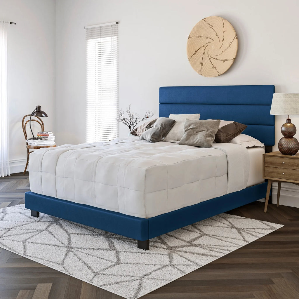 Black Faux Leather Upholstered Platform Bed Frame, Twin S699