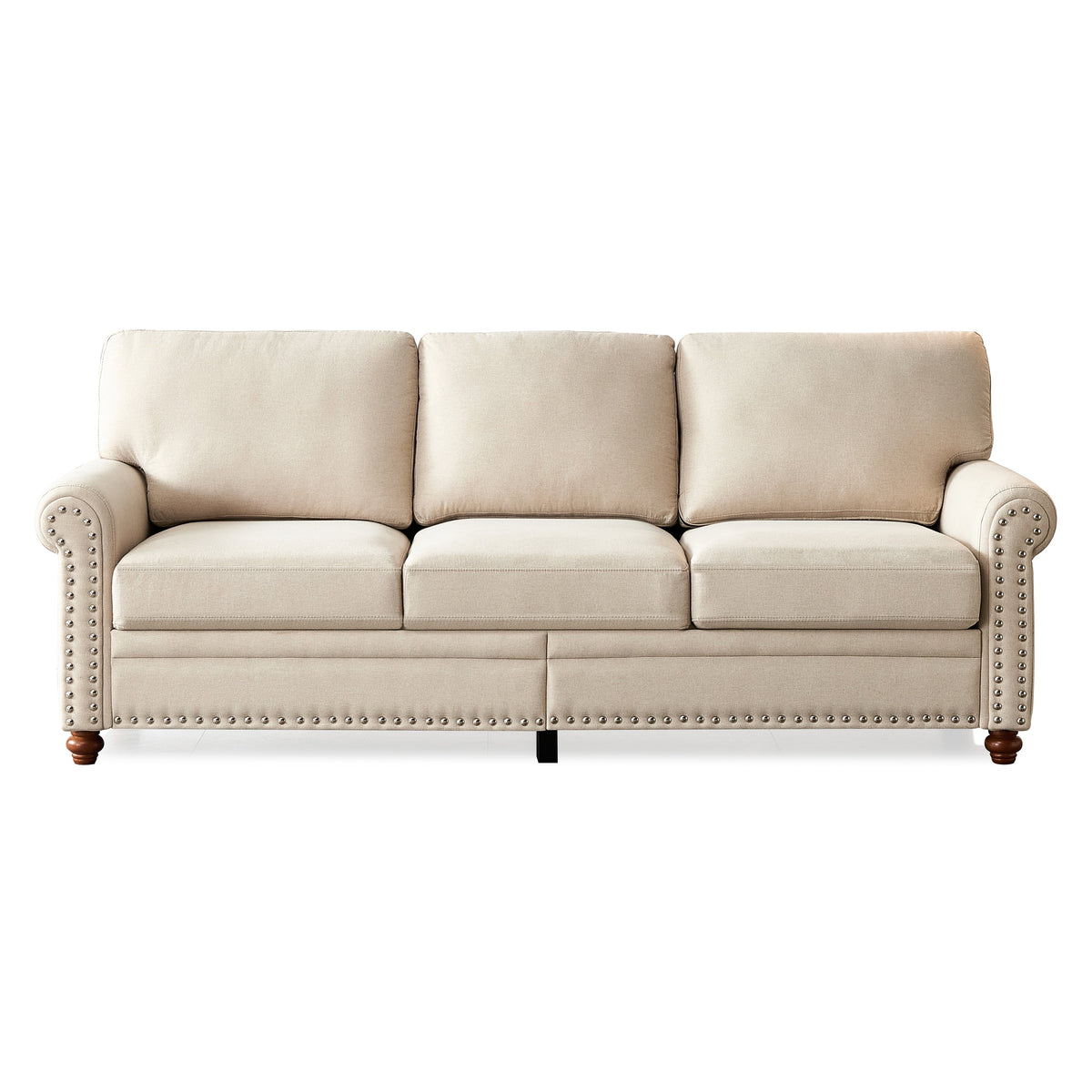 3 Seater Polyester Sofa with Storage and Removable Cushions Q594