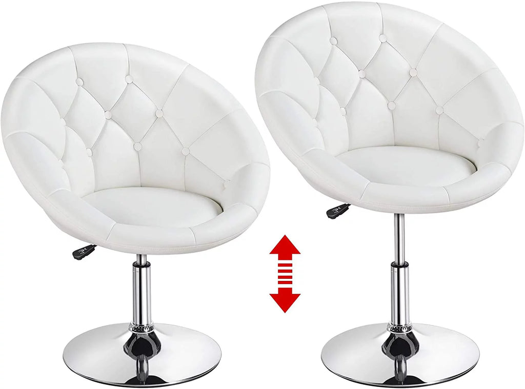 White Tufted Height Adjustable Swivel Accent Chair H579