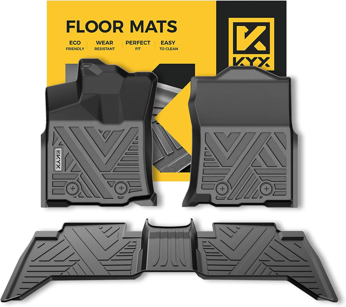 All Weather TPE Black Car Floor Mats Front & 2nd Row G51947