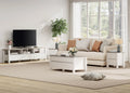 White 4 Piece Living Room Table Set with Storage Drawers and Charging Station Y9247