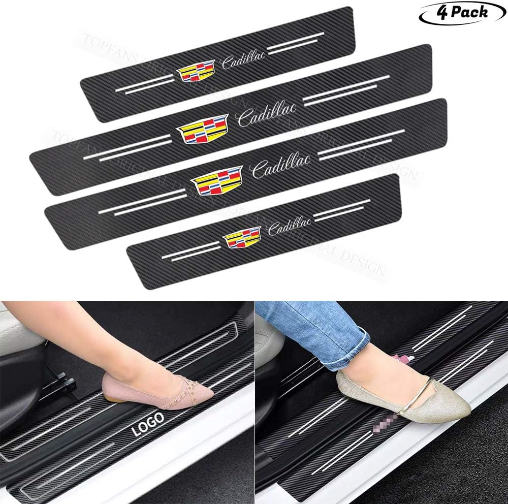 4pcs Carbon Fiber Door Sill Plate Protectors T285