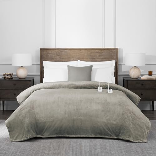 King Size 100in x 90in Polyester Velvet Electric Heated Blanket I342268