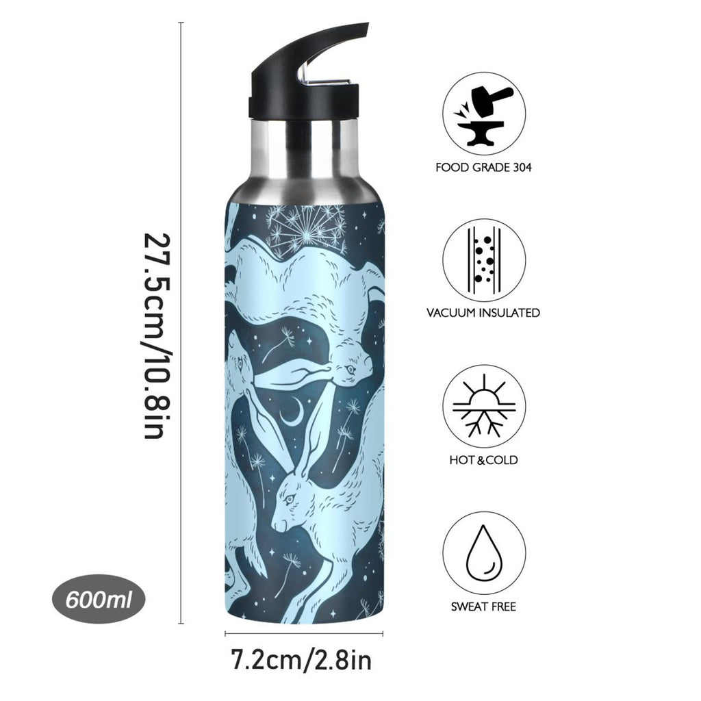 Blue Stainless Steel Insulated Water Bottle with Straw Lid D71538