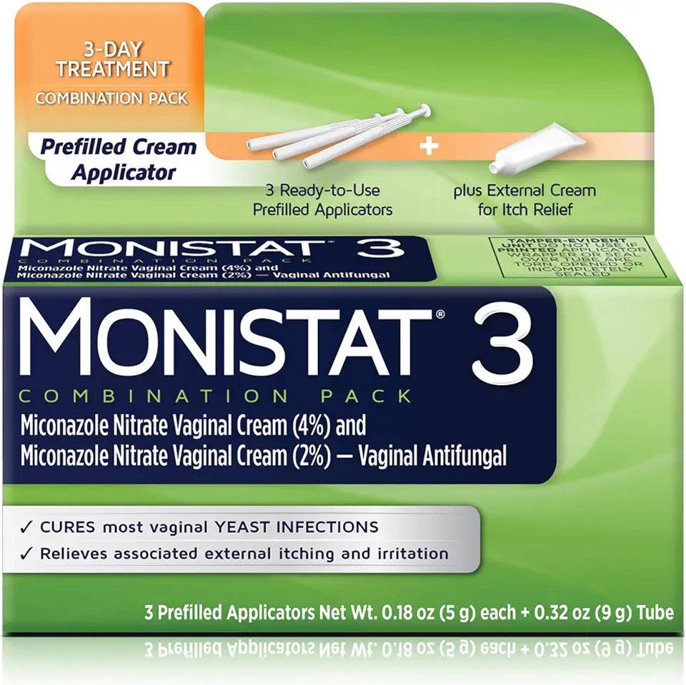 3 Day Yeast Infection Treatment with 3 Pre-Filled Applicators & Anti-Itch Cream O97758