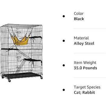 48 inches Cat Cage Crate Kennel Playpen with Hammock Bed Doors Ramp Ladders Shelves V979