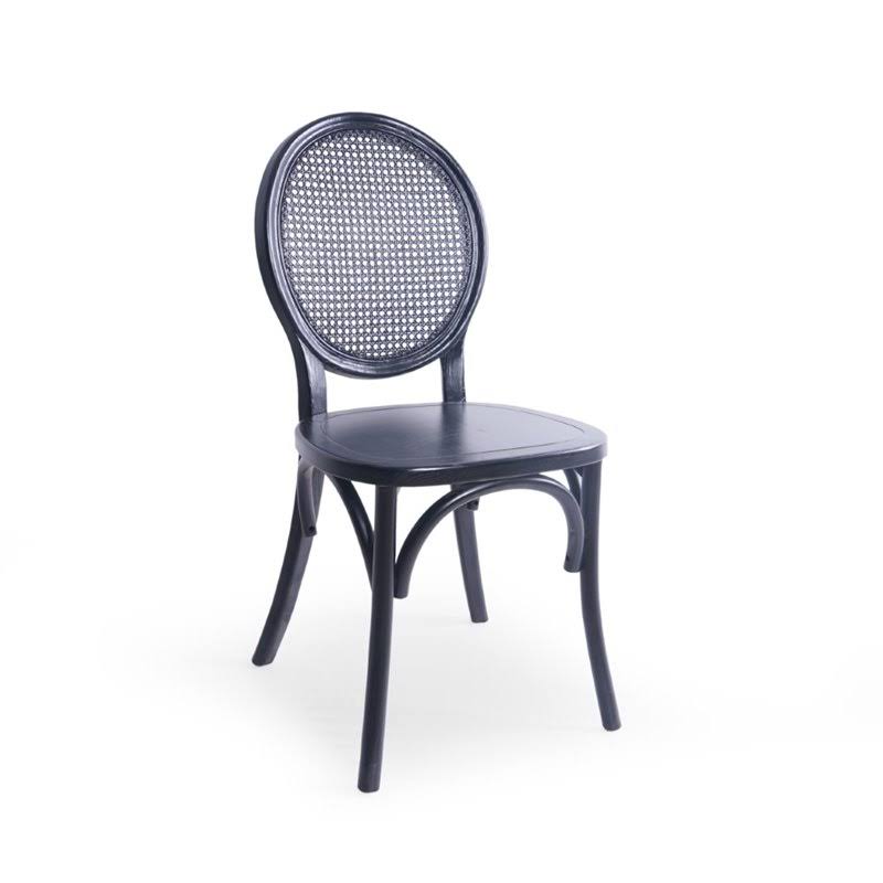 Matte Black Elm Wood Dining Chair Set of 2 U565