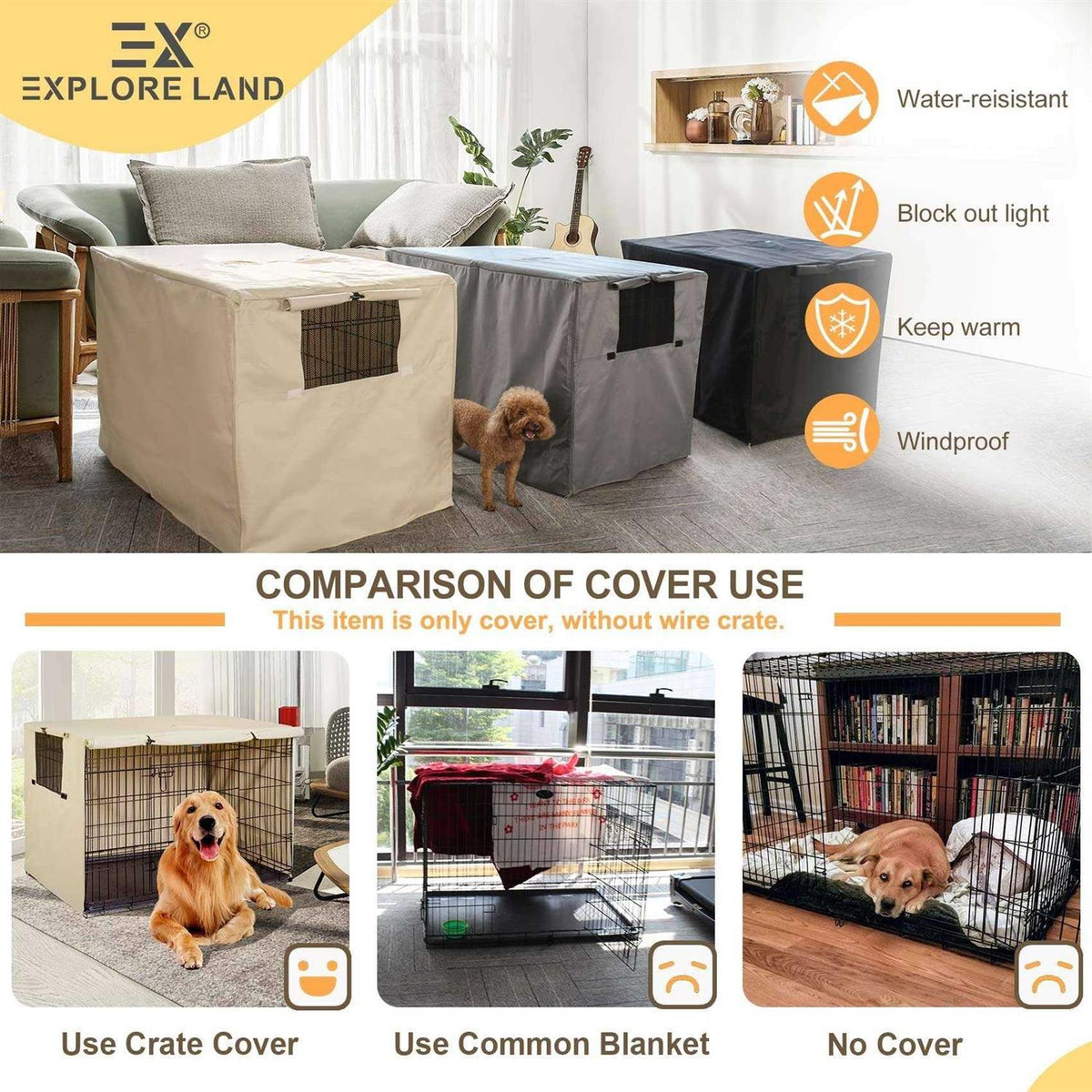 Dog Crate Cover Polyester Pet Kennel Cover O8149