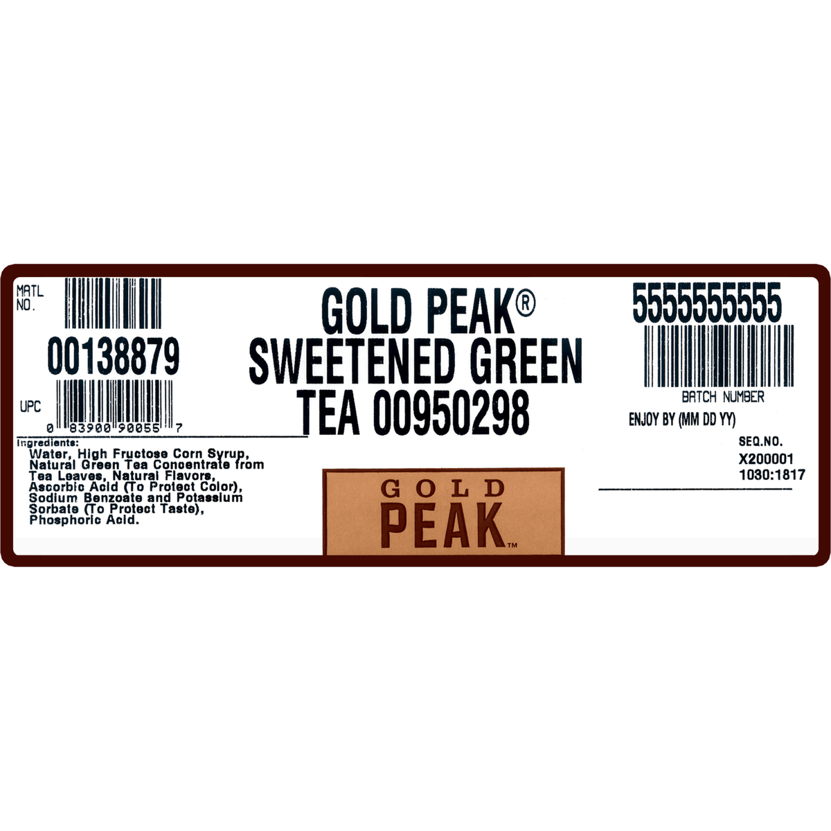 Sweetened Green Tea Fountain Syrup Bib, 2.5 Gallon S314705