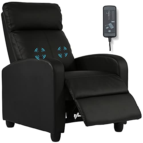 Black PU Leather Massage Recliner Chair with Footrest Z5638