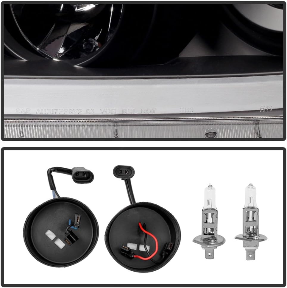 Black LED Tube Projector Headlights Pair M726