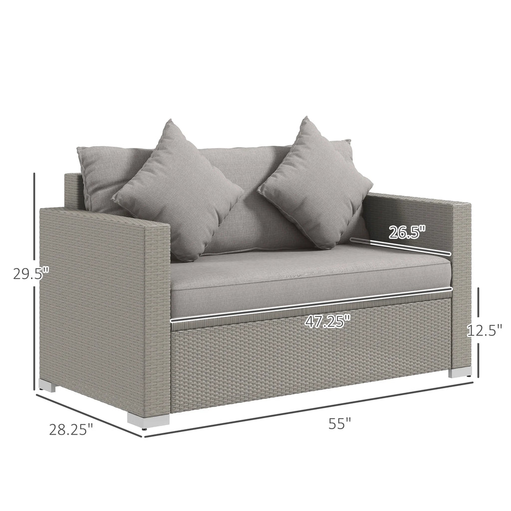 Gray Padded Outdoor Loveseat Sofa A868