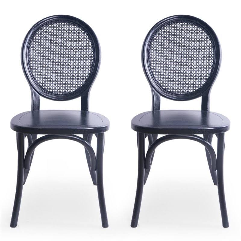 Matte Black Elm Wood Dining Chair Set of 2 U565