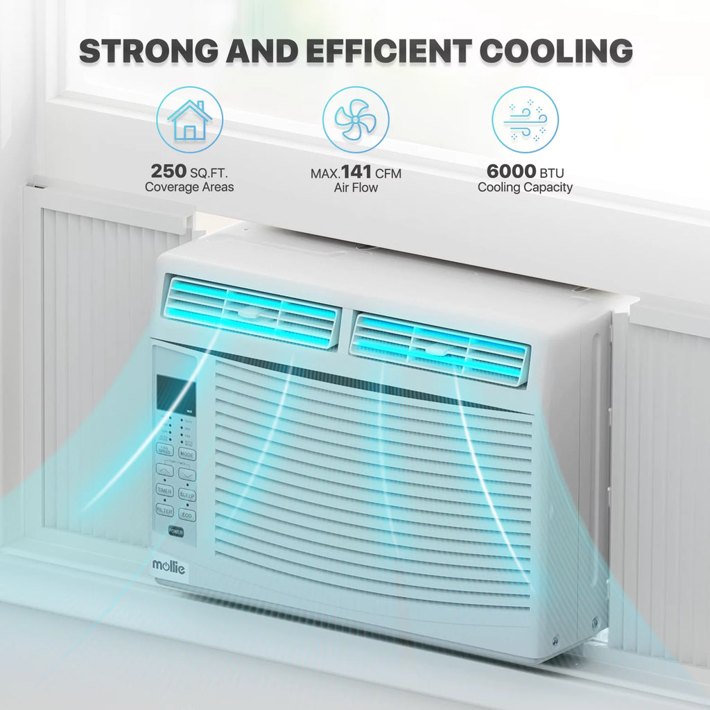 6,000 BTU Smart Window Air Conditioner with WiFi, White J3047