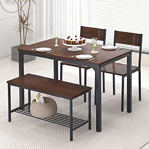 4-Piece Kitchen Table and 2 Chairs with Bench M849