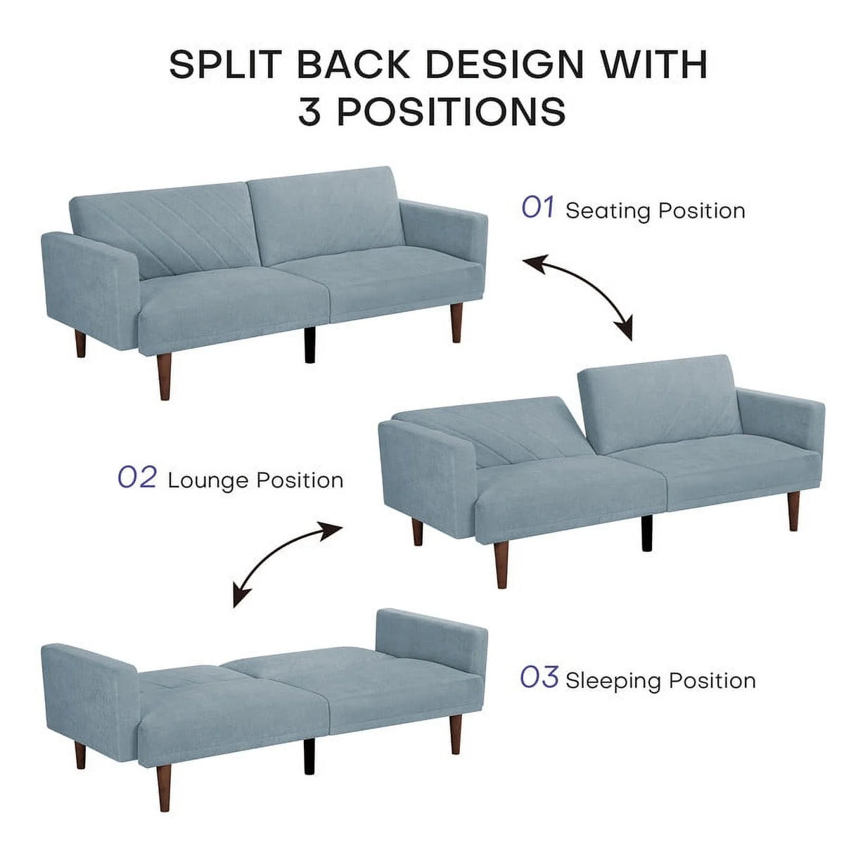 Blue Convertible Futon Sofa Bed E231