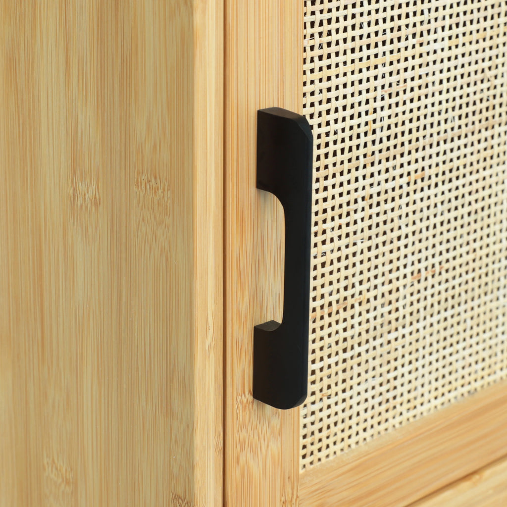 Bamboo Nightstand Set of 2 with Rattan Door N820844