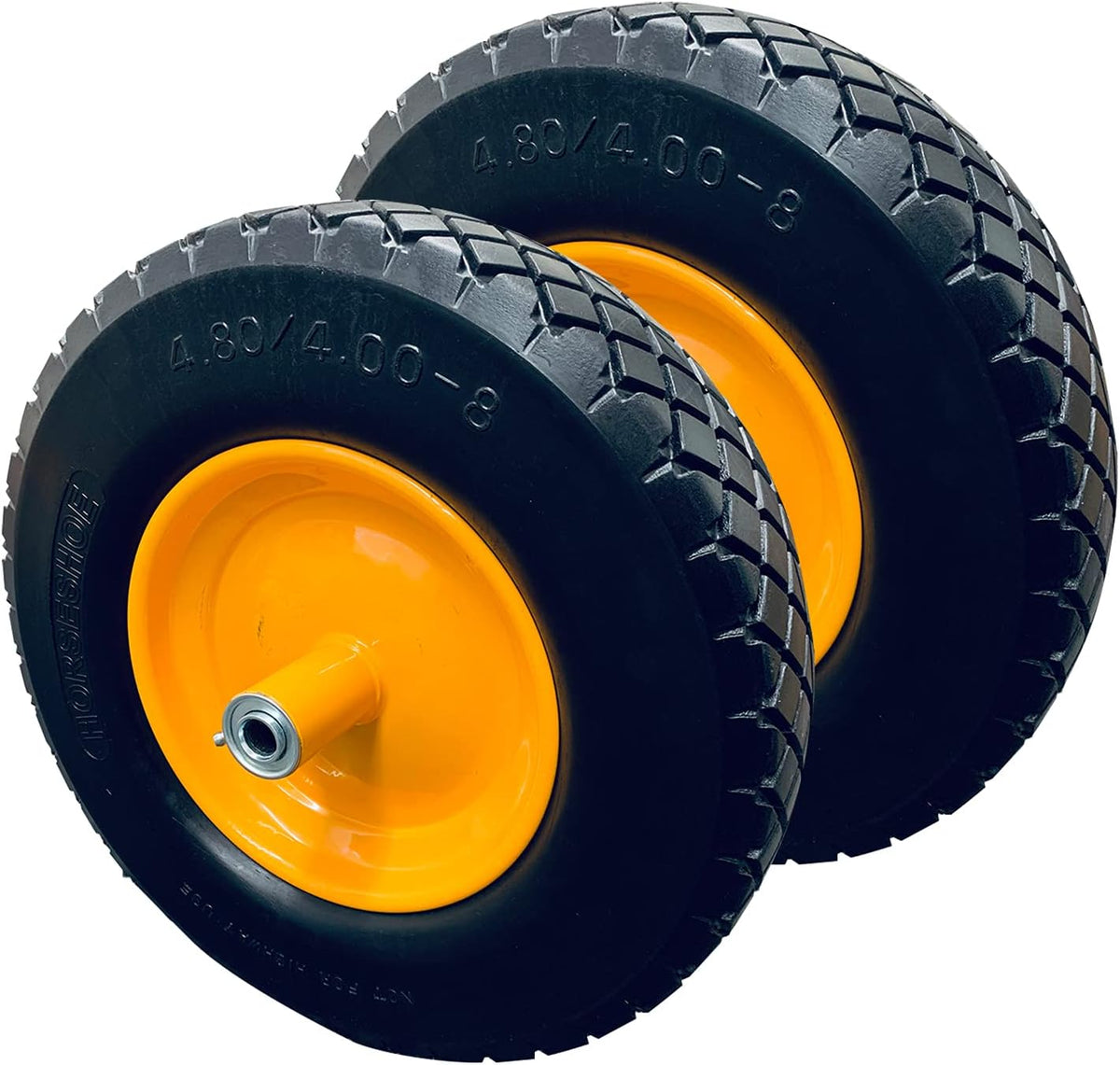 2Pk 4.80/4.00-8 Flat Free Solid Wheelbarrow Tire with Steel Rim B9390