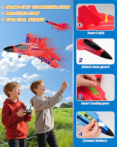 2.4GHz Remote Control Airplane with Gyro Stabilizer LED Light Red X90607