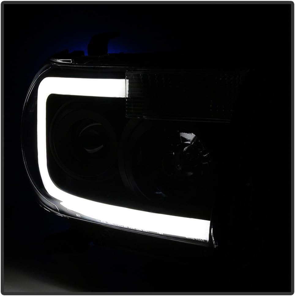 Black LED Tube Projector Headlights Pair M726