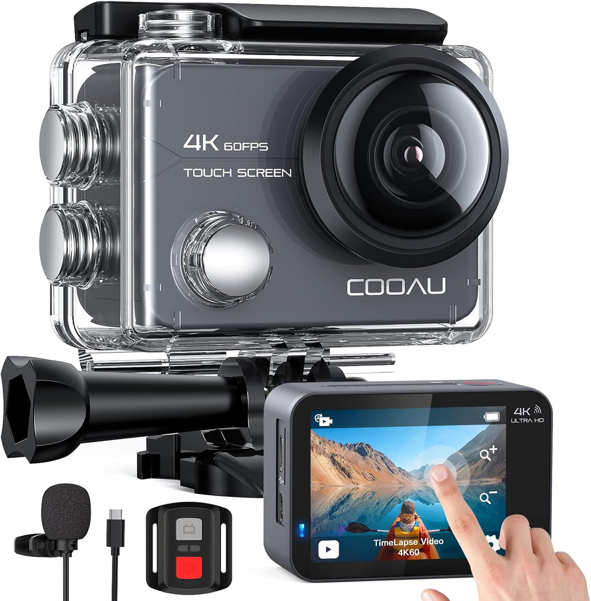 Native 4K 60fps 20MP Touch Screen Wi-Fi Action Sports Camera with 40M Waterproof Case Y8964