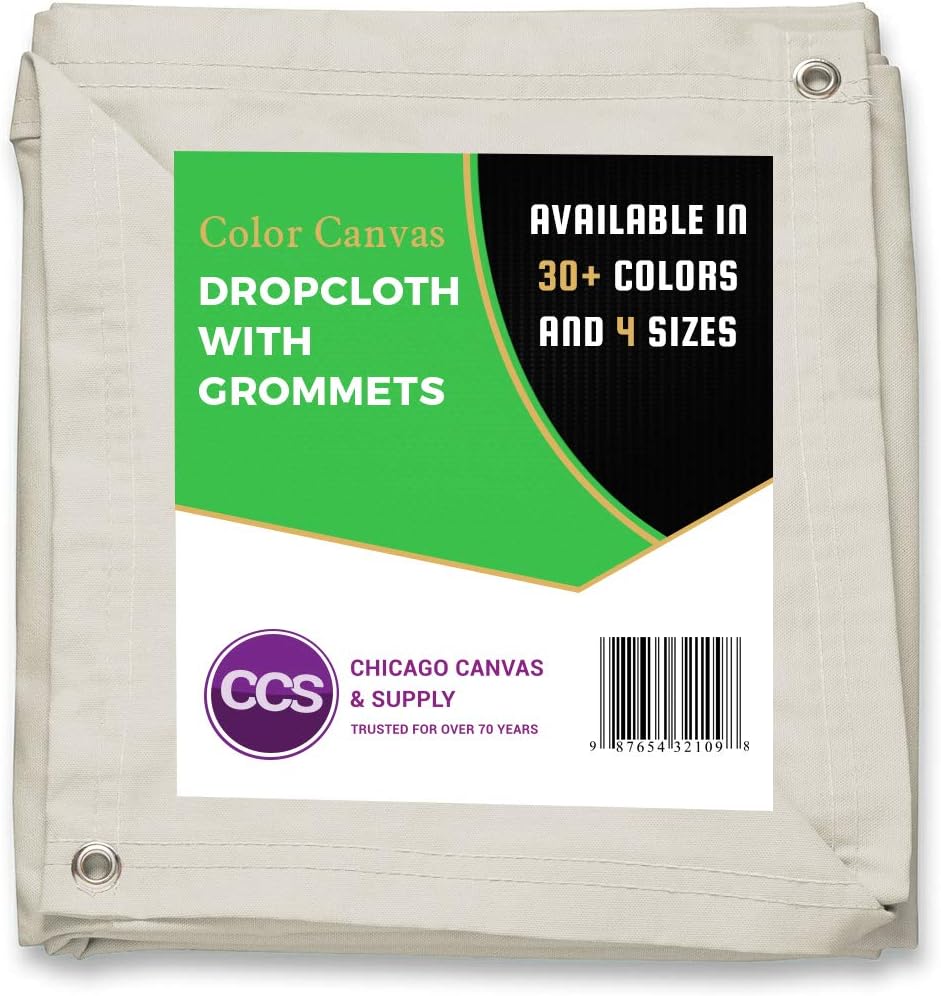 10 oz Canvas Cotton Drop Cloth 12 by 12 feet Natural Pack of 2 F30850