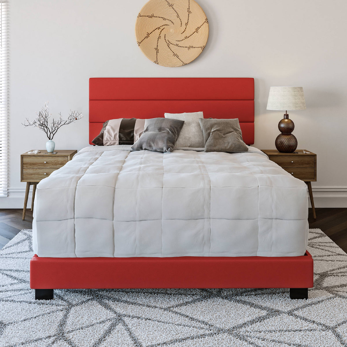 Black Faux Leather Upholstered Platform Bed Frame, Twin S699