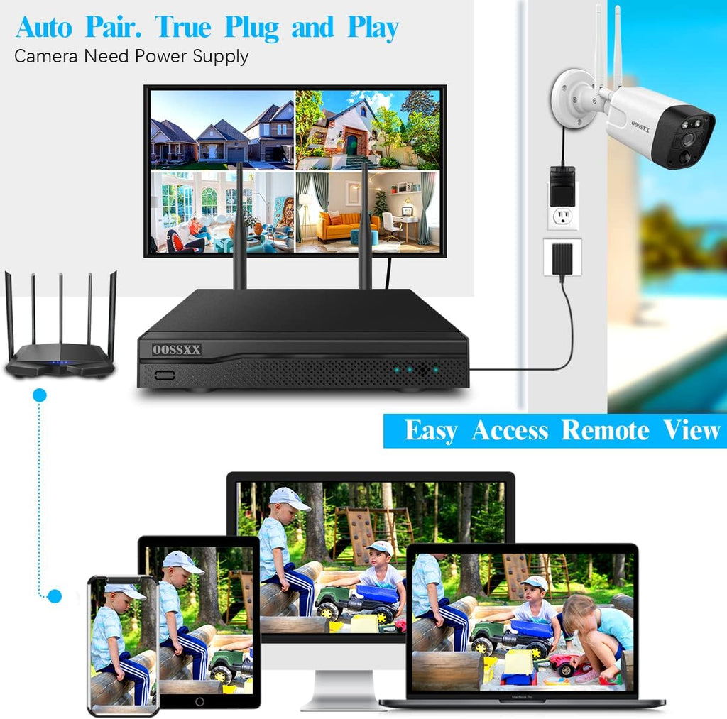 3K 5.0MP 1944P Wireless Security Camera System with 4TB Hard Drive and 8 Cameras Y438577